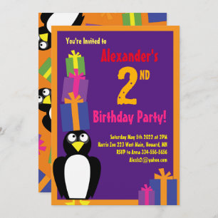 Penguin Animal Kid's Birthday Party Invitations