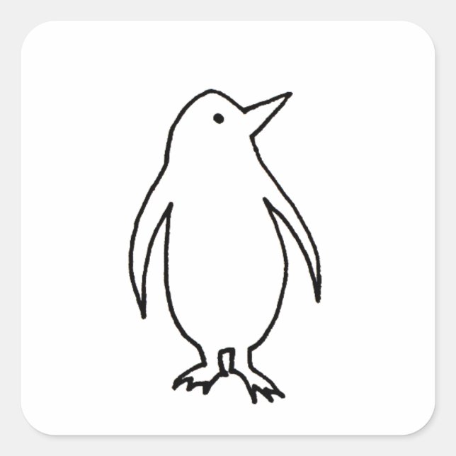 Penguin art original line drawing fresh and simple square sticker (Front)