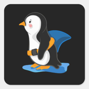 Penguin as a Shark Square Sticker
