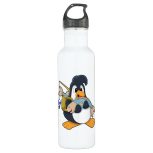 Penguin as Angler with Fish 710 Ml Water Bottle
