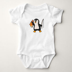 Penguin as Angler with Fish Baby Bodysuit