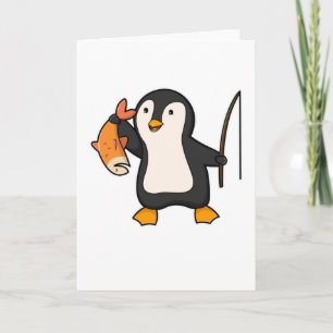 Penguin as Angler with Fish Card