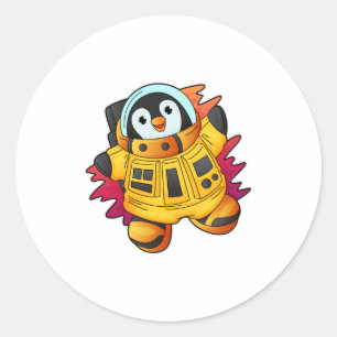 Penguin as Astronaut in Suit Classic Round Sticker