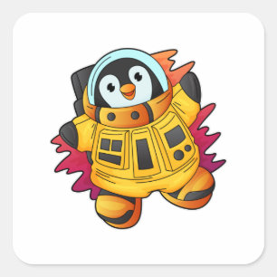 Penguin as Astronaut in Suit Square Sticker