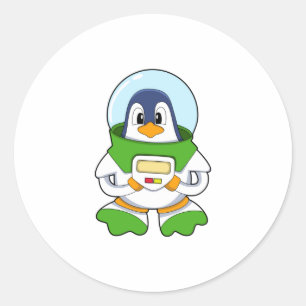 Penguin as Astronaut with Costume Classic Round Sticker