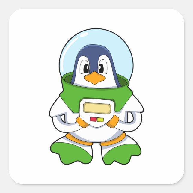 Penguin as Astronaut with Costume Square Sticker (Front)