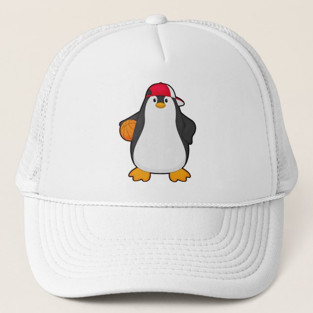 Penguin as Basketball player with Basketball ball Trucker Hat (Front)