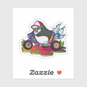 Penguin as Biker with Motorcycle