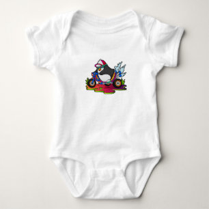 Penguin as Biker with Motorcycle Baby Bodysuit