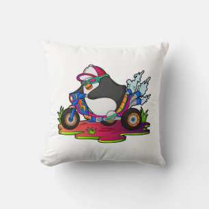 Penguin as Biker with Motorcycle Cushion