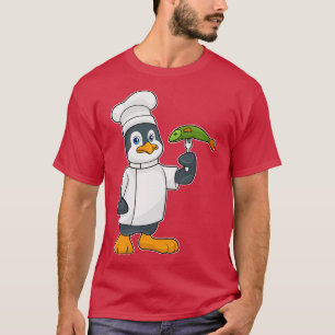 Penguin as Cook with Fish Cooking apron T-Shirt