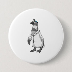 Penguin as Doctor with Doctor's coat 7.5 Cm Round Badge