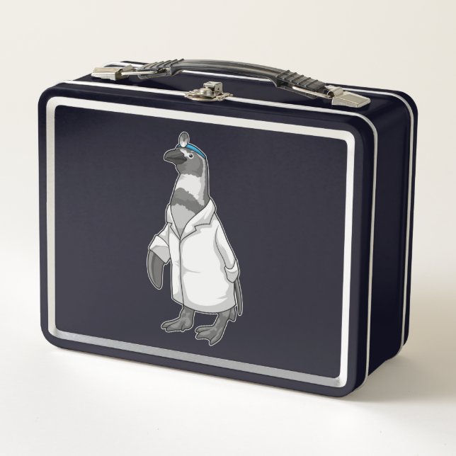 Penguin as Doctor with Doctor's coat Metal Lunch Box (Front)
