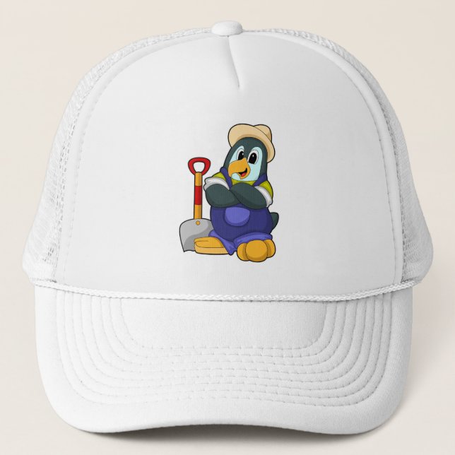 Penguin as Farmer with Shovel Trucker Hat (Front)