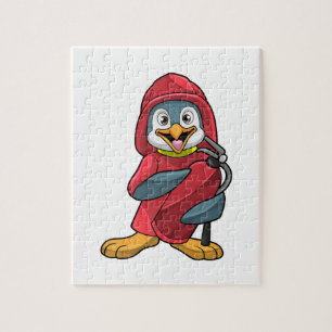 Penguin as Firefighter with Extinguisher Jigsaw Puzzle
