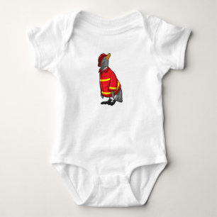 Penguin as Firefighter with Helmet Baby Bodysuit