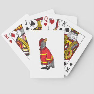Penguin as Firefighter with Helmet Playing Cards