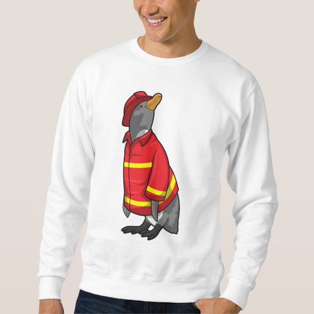 Penguin as Firefighter with Helmet Sweatshirt (Front)
