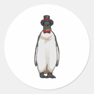 Penguin as Gentleman with Hat Classic Round Sticker