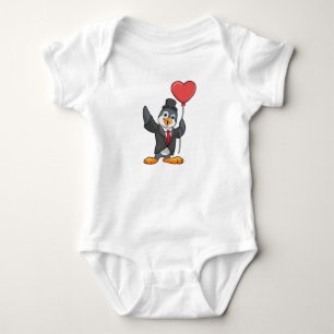 Penguin as Groom with Heart Ballon Baby Bodysuit