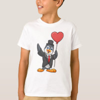 Penguin as Groom with Heart Ballon