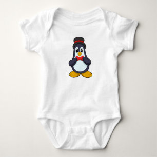 Penguin as Groom with Ribbon & Hat Baby Bodysuit
