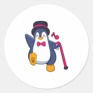 Penguin as Groom with Tie Classic Round Sticker