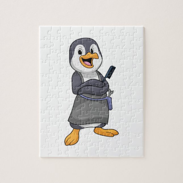Penguin as Hair stylist with Comb Jigsaw Puzzle (Vertical)