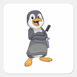 Penguin as Hair stylist with Comb Square Sticker