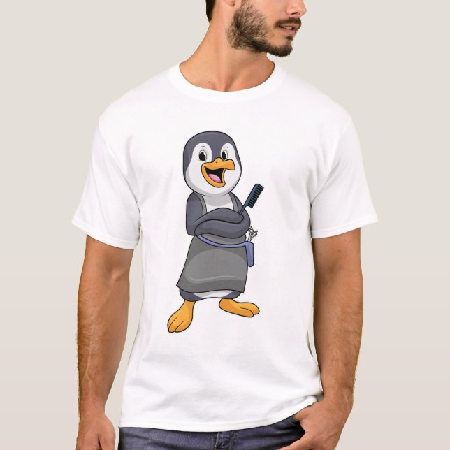 Penguin as Hair stylist with Comb T-Shirt (Front)