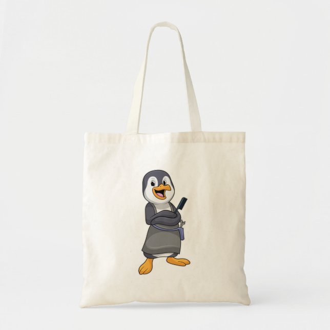 Penguin as Hair stylist with Comb Tote Bag (Front)