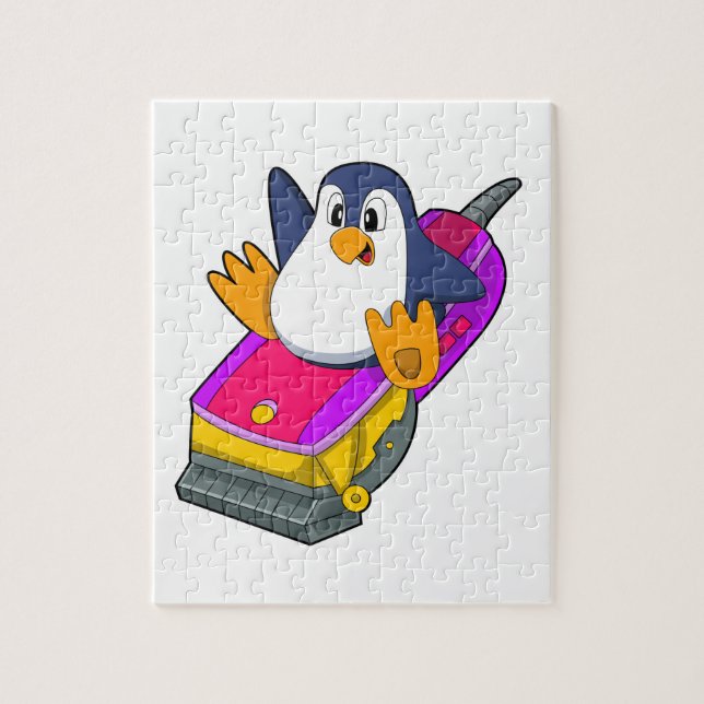 Penguin as Hairdresser with Razor Jigsaw Puzzle (Vertical)