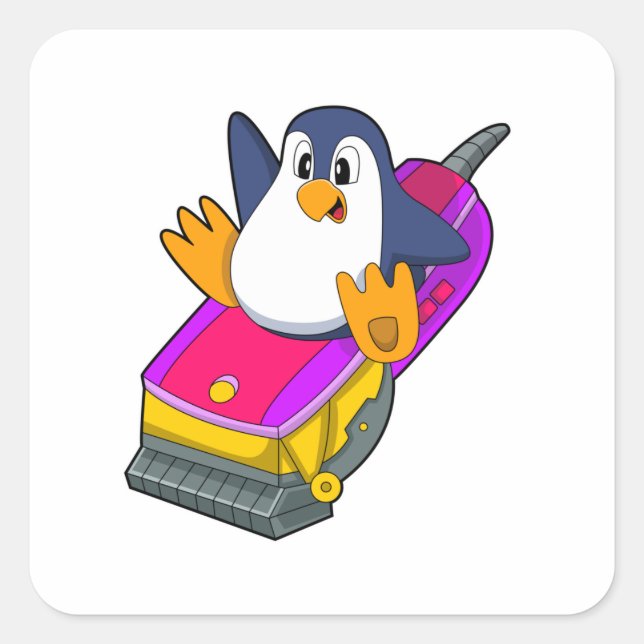 Penguin as Hairdresser with Razor Square Sticker (Front)