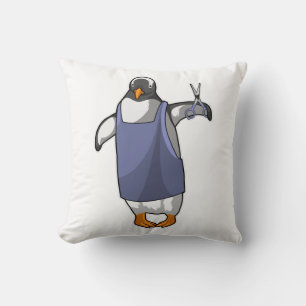 Penguin as Hairdresser with Scissors Cushion