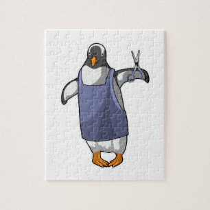 Penguin as Hairdresser with Scissors Jigsaw Puzzle