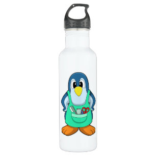 Penguin as Hairdresser with Scissors & Razor 710 Ml Water Bottle