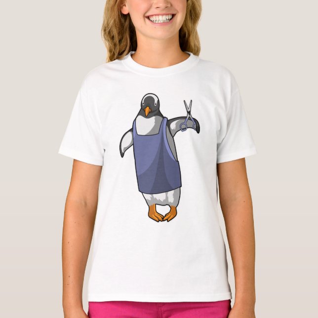 Penguin as Hairdresser with Scissors T-Shirt (Front)