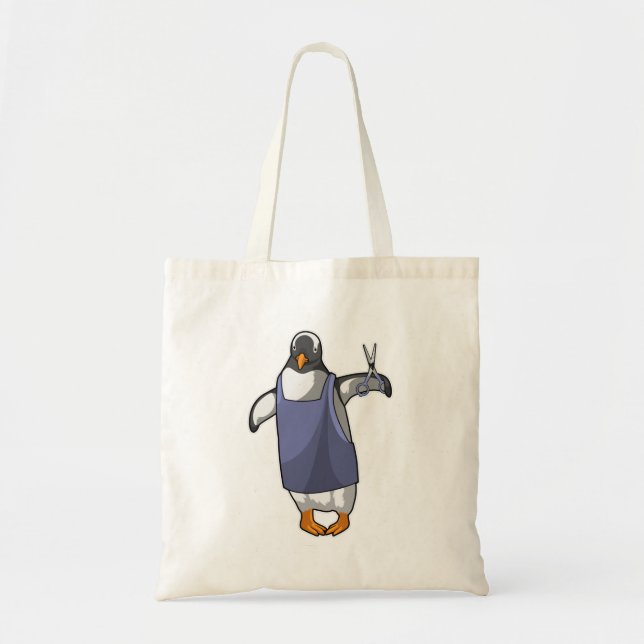 Penguin as Hairdresser with Scissors Tote Bag (Front)