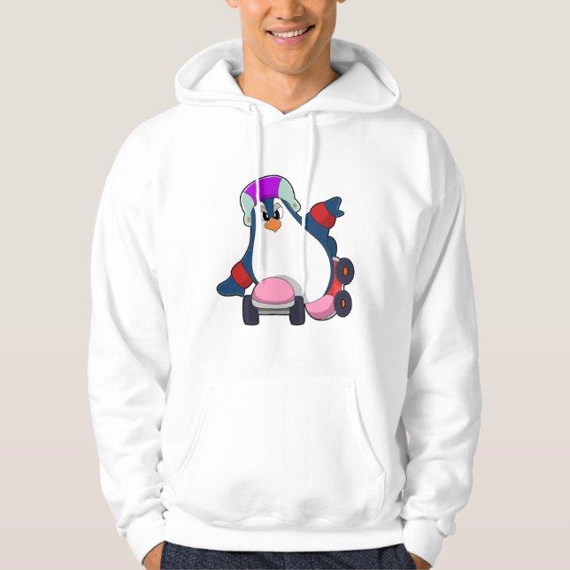 Penguin as Inline Skater with Inline Skates Hoodie (Front)