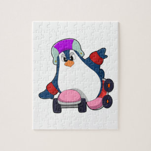 Penguin as Inline Skater with Inline Skates Jigsaw Puzzle