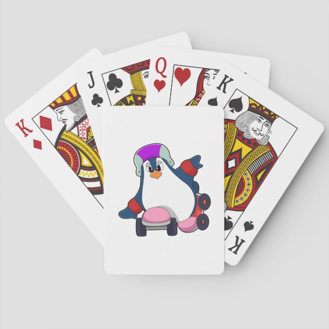 Penguin as Inline Skater with Inline Skates Playing Cards (Back)