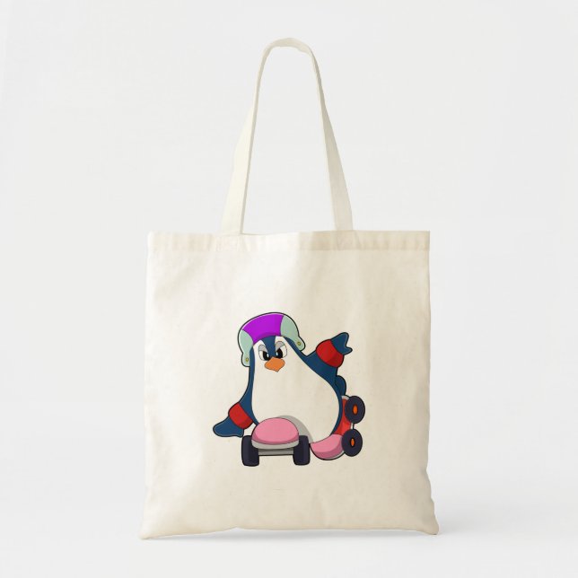 Penguin as Inline Skater with Inline Skates Tote Bag (Front)