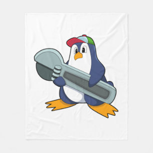 Penguin as Mechaic with Tool Fleece Blanket