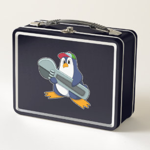 Penguin as Mechaic with Tool Metal Lunch Box