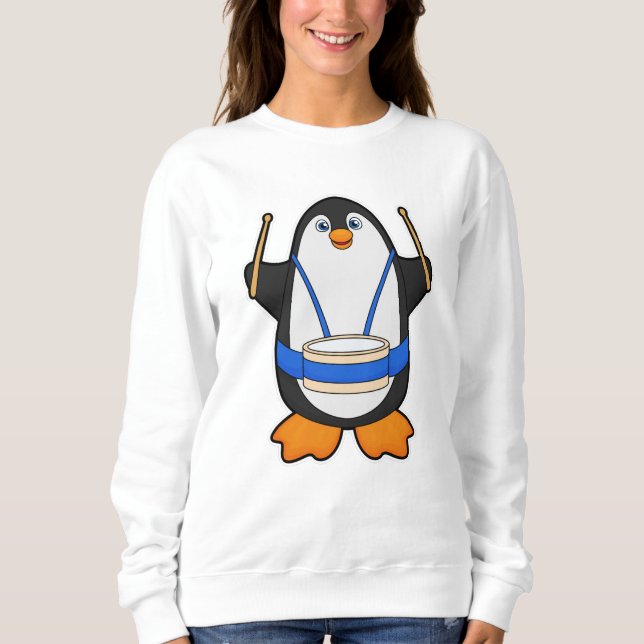 Penguin as Musician with Drum Sweatshirt (Front)