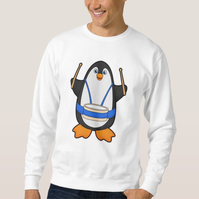 Penguin as Musician with Drum Sweatshirt (Front)