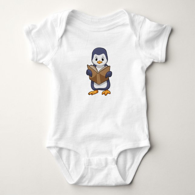 Penguin as Nerd with Book Baby Bodysuit (Front)