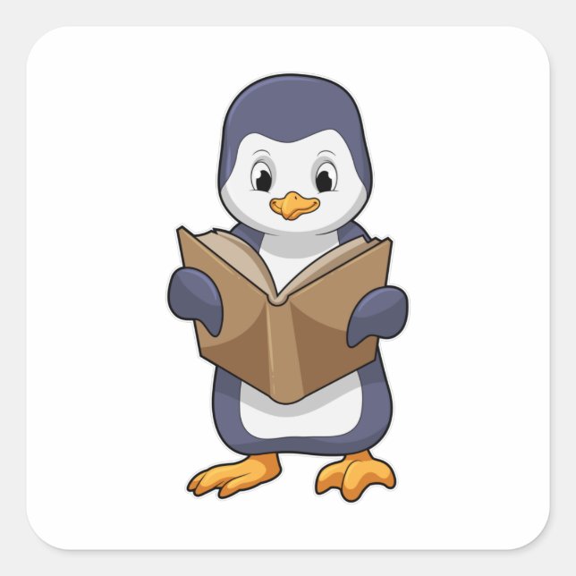 Penguin as Nerd with Book Square Sticker (Front)