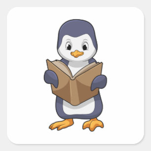 Penguin as Nerd with Book Square Sticker