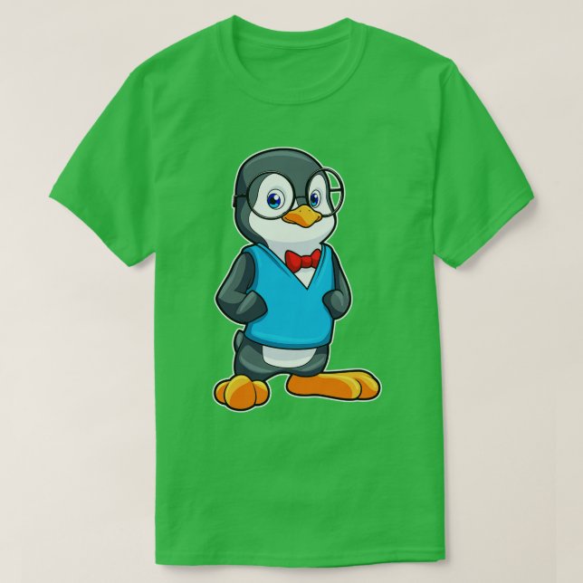 Penguin as Nerd with Glasses T-Shirt (Design Front)